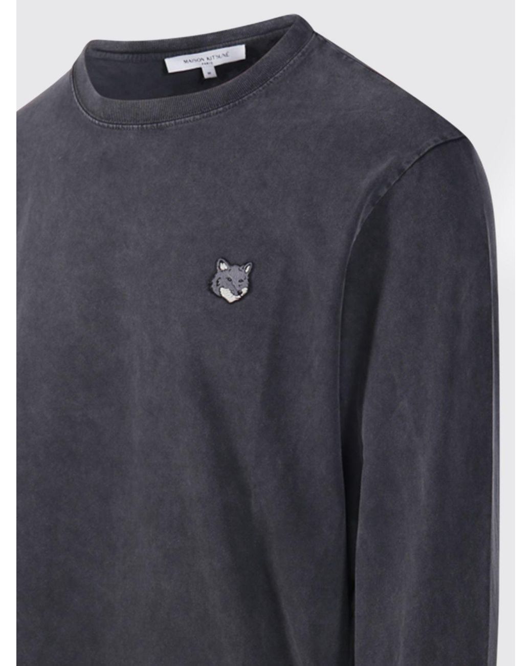 Maison Kitsuné Blue Maison KitsunÉ Chillax Fox Patch Organic Cotton Long-Sleeved T-Shirt for men