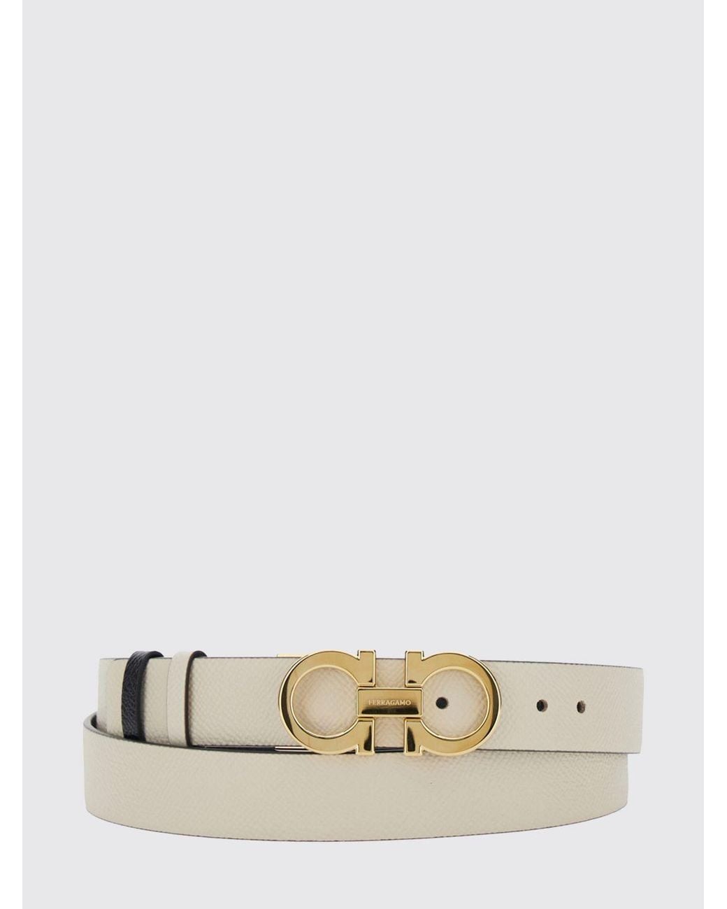 Ferragamo Natural Gancini Buckle Saffiano Leather Belt