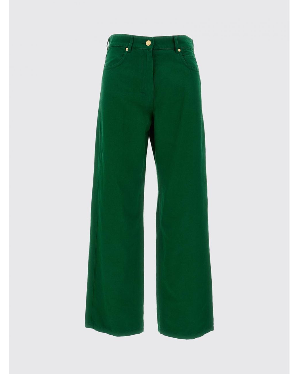 Max Mara Green Cotton And Linen Trousers