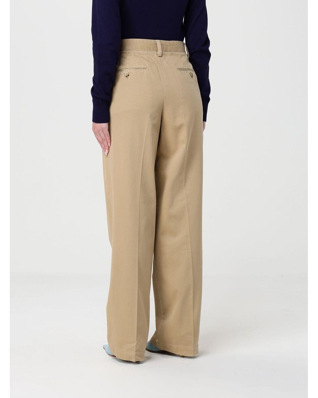 Polo Ralph Lauren Natural Cotton Blend Wide Leg Trousers