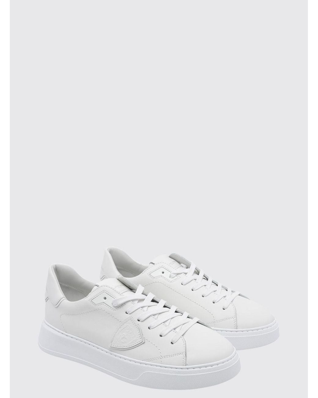 Philippe Model Temple Low Low-Top-Sneakers Aus Glattleder Mit Schild-Logo in White für Herren