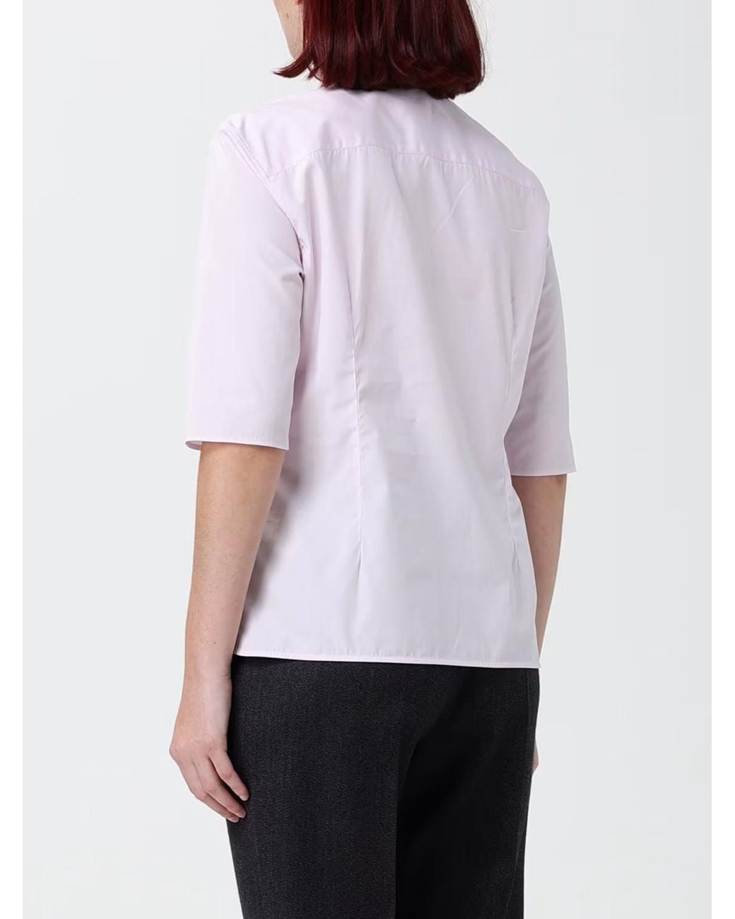 Jil Sander Black Pointed Collar Short-Sleeve Cotton Poplin Shirt