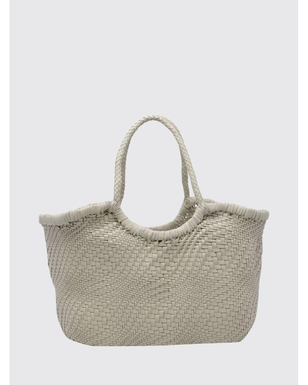 Dragon Diffusion Gray Nantucket Woven Leather Tote Bag With Double Handle