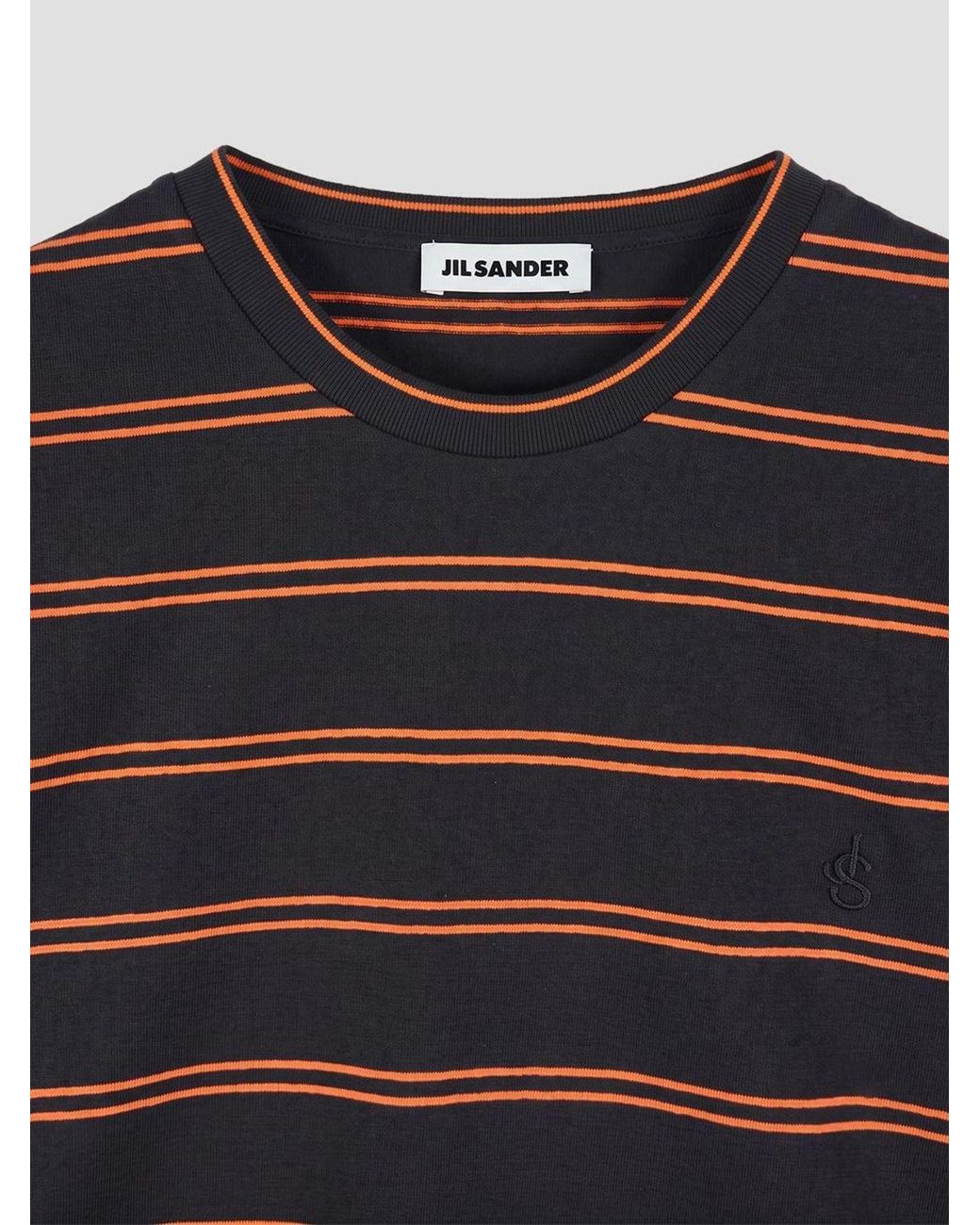 Jil Sander Blue Striped Cotton Long-Sleeved T-Shirt With Dropped Shoulders for men