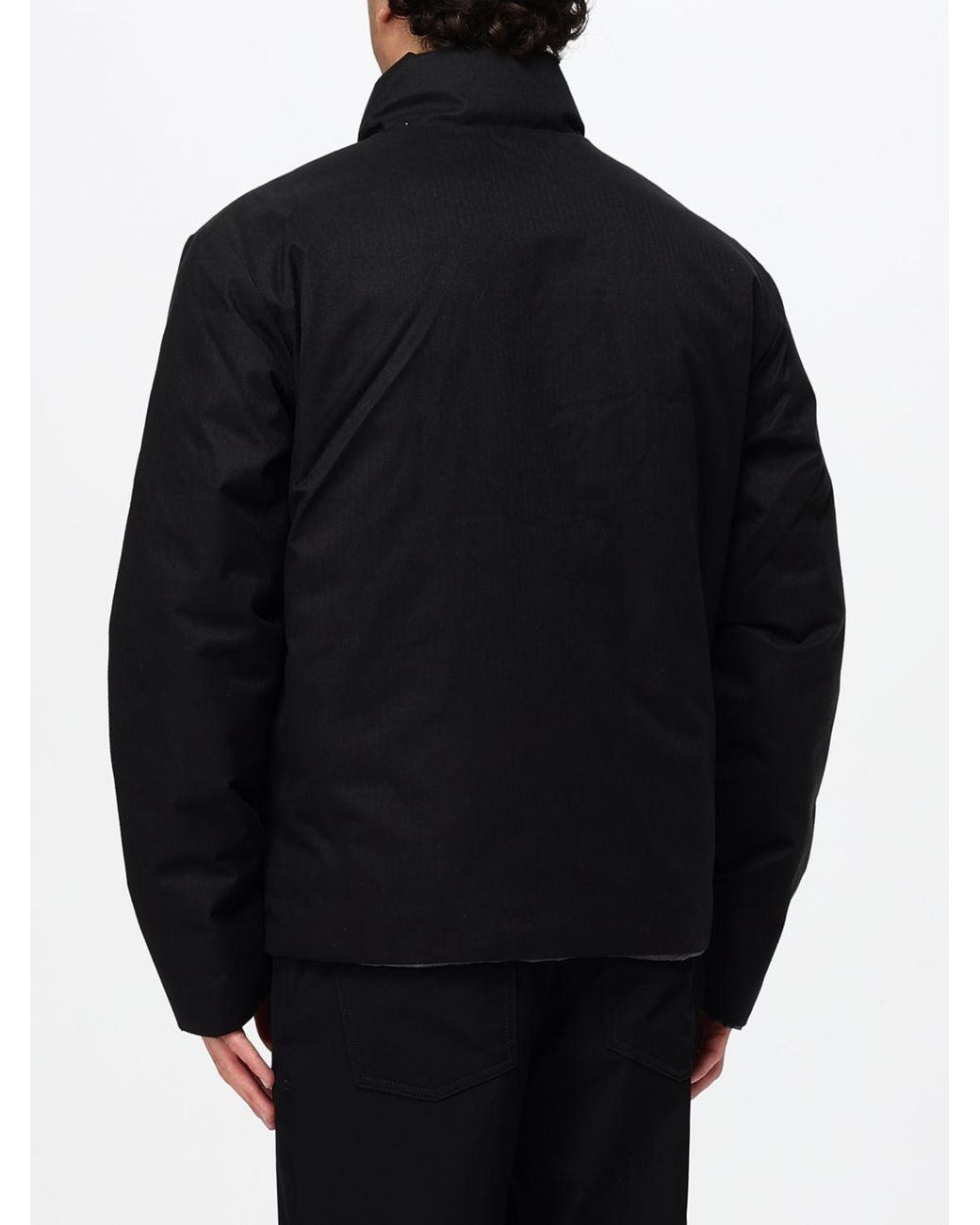 EA7 Black Reversible Short Nylon Puffer Jacket With High Neck for men