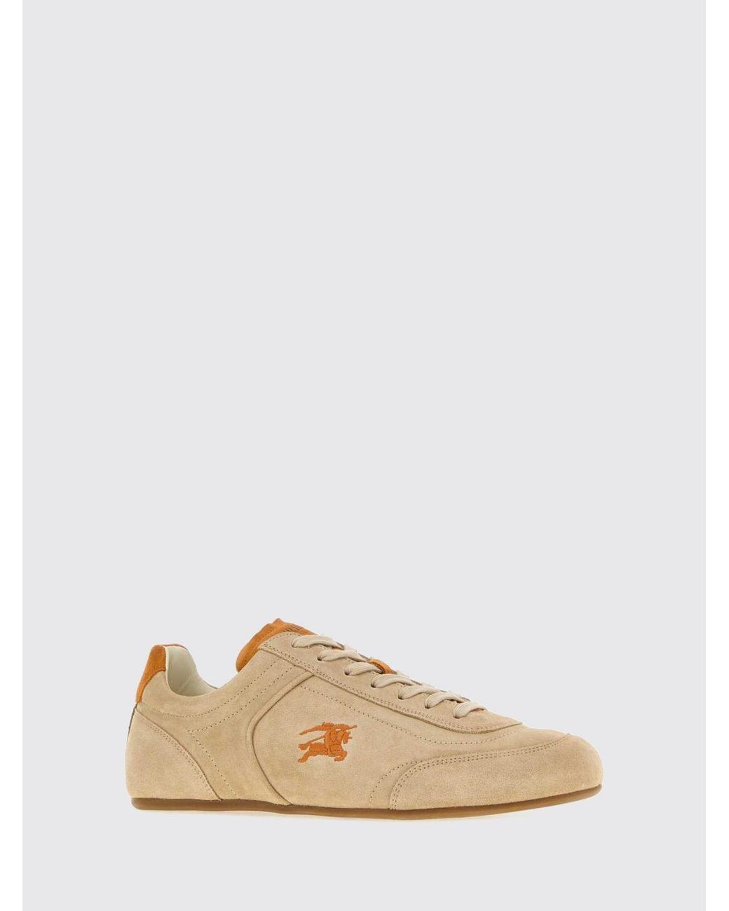 Burberry Natural Knight Suede Calfskin Sneakers With Embroidered Ekd Logo for men