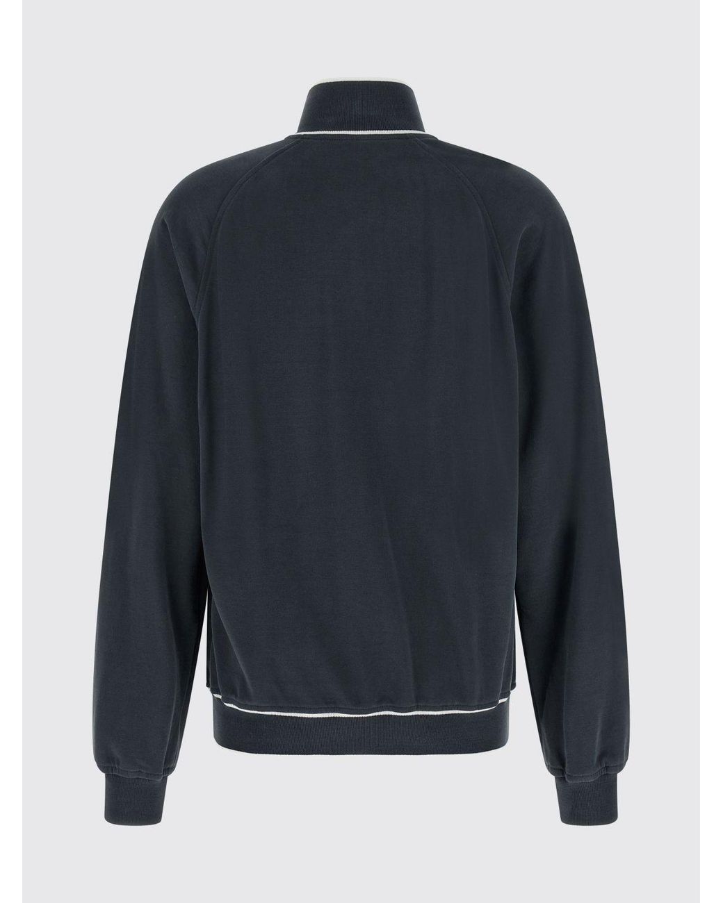 Brunello Cucinelli Blue Zip-Up Cotton Sweatshirt With A Turtleneck