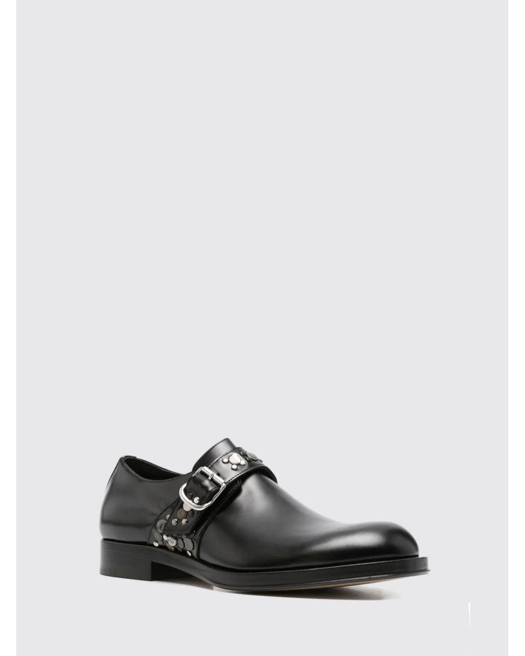 Dries Van Noten White Studded Brushed Leather Monk Strap Shoes for men