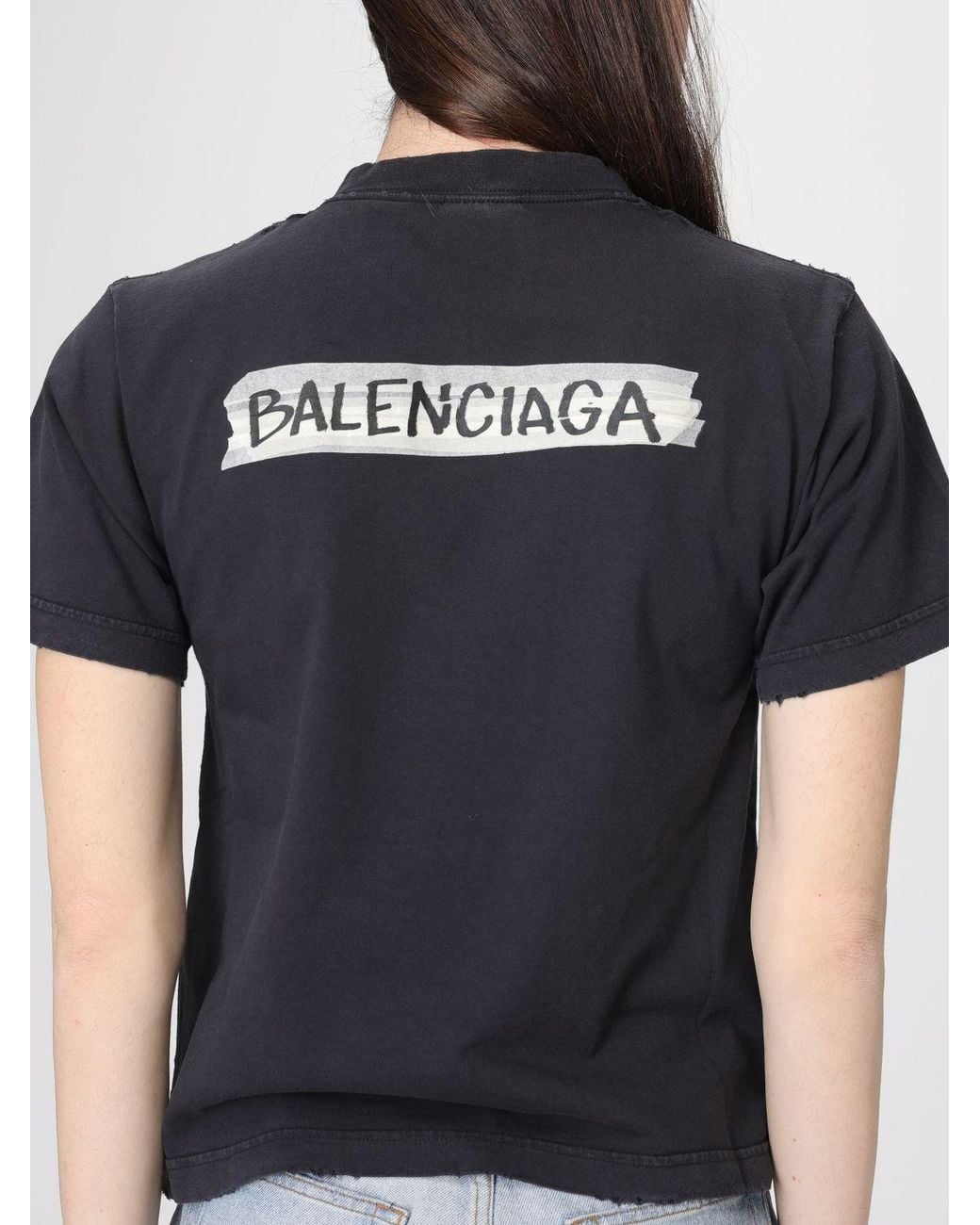 Balenciaga Blue Cotton T-Shirts With Logo
