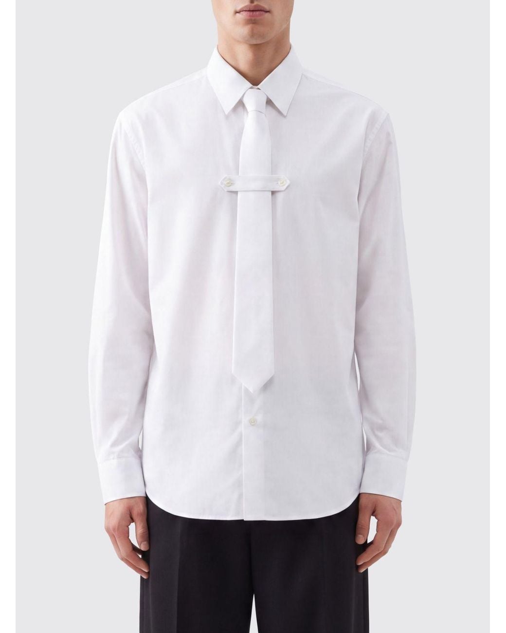 Dries Van Noten White Classic Cotton Poplin Shirt With French Collar for men