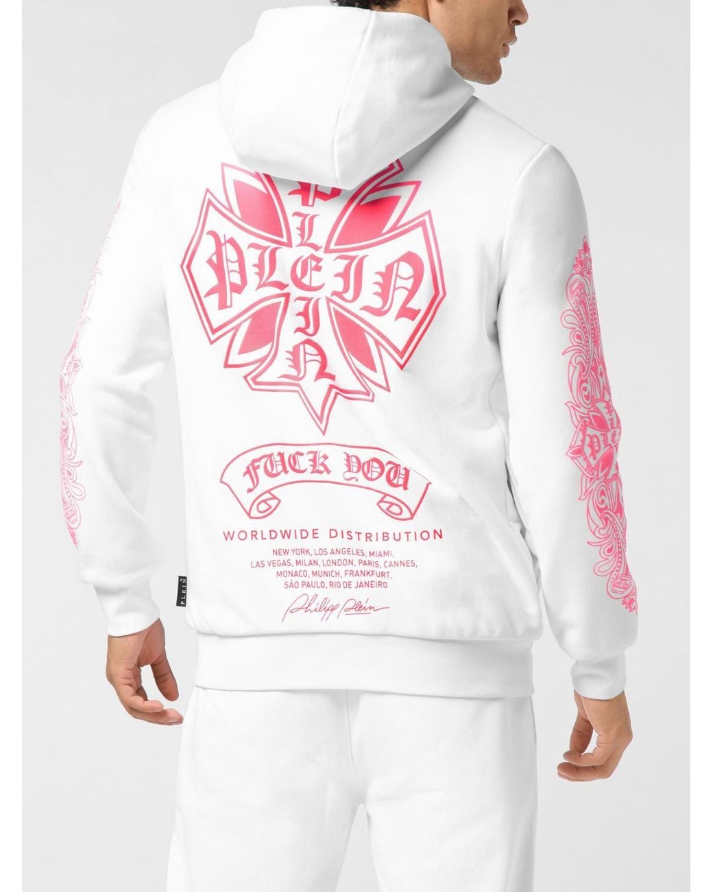 Philipp Plein White Cotton Hoodie With Logo for men