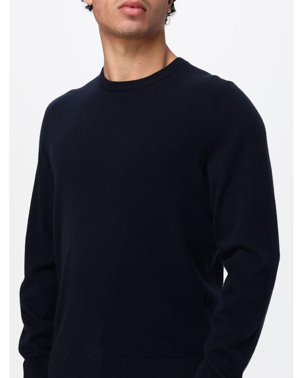 Boss Blue Virgin Wool Turtleneck Jumper With Ribbed Trims for men