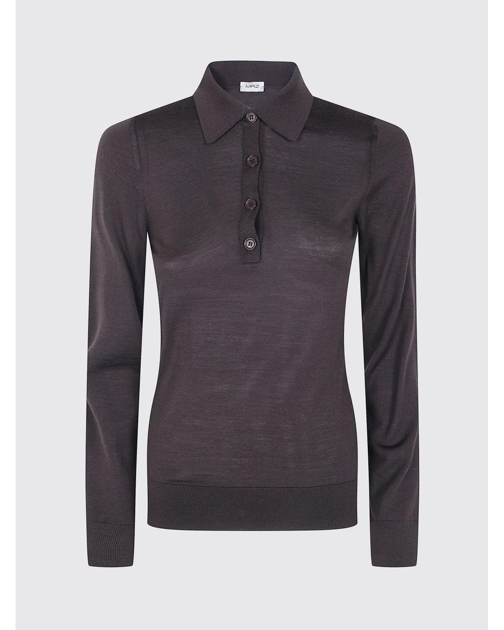 Mrz Blue Slim Fit Long-Sleeve Virgin Wool Knit Polo