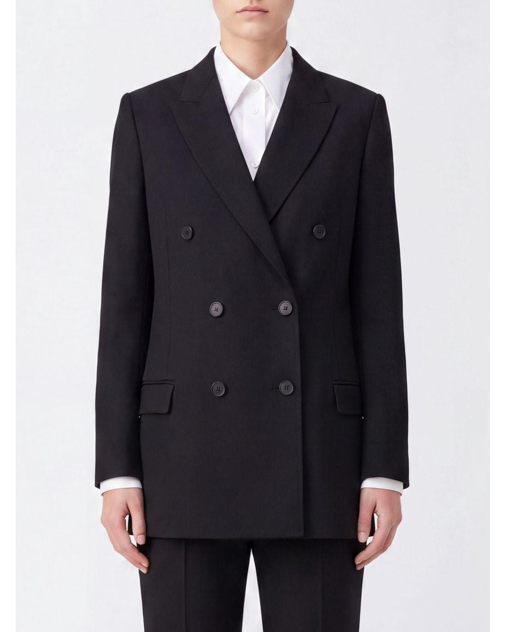 Maison Margiela Blue Double-Breasted Pure Wool Blazer With Notched Lapels And Dropped Shoulders