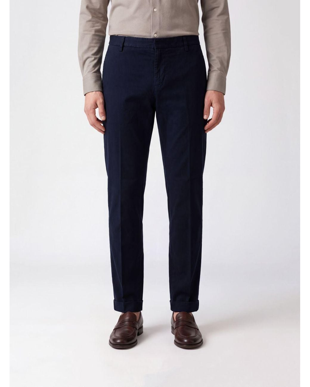 Dondup Blue Gaubert Slim Fit Mid-Rise Velvet Chino Pants for men