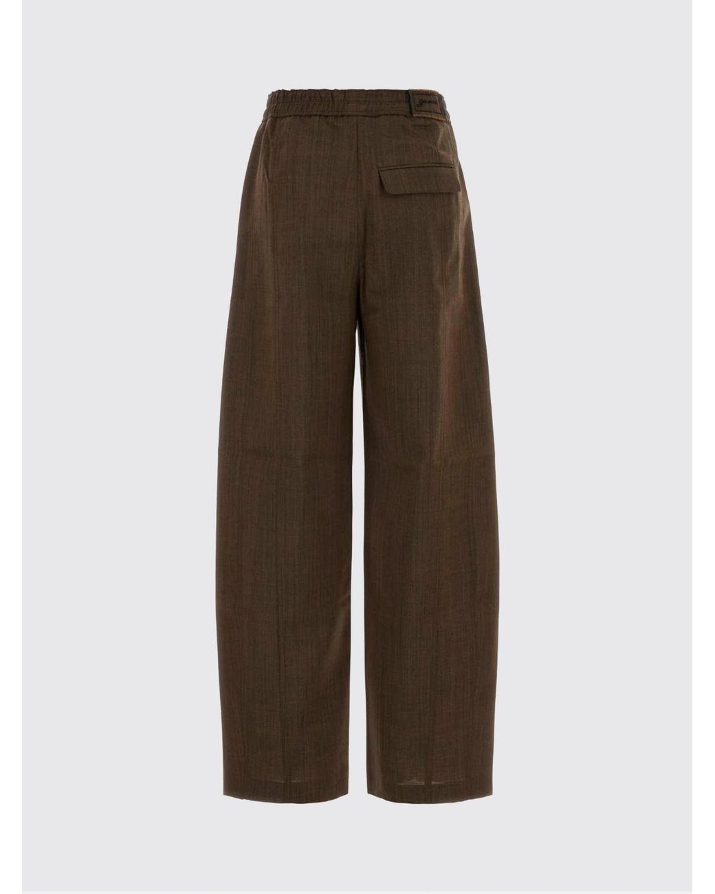Ganni Brown Wool Wide Leg Trousers