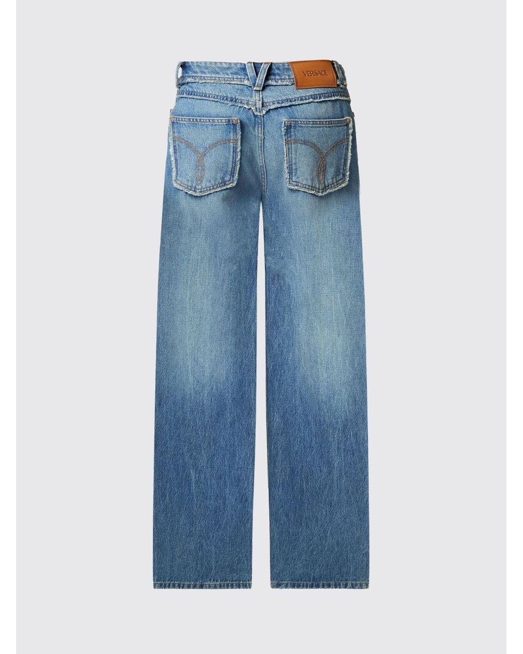Versace Blue Wide-Leg Cotton Jeans