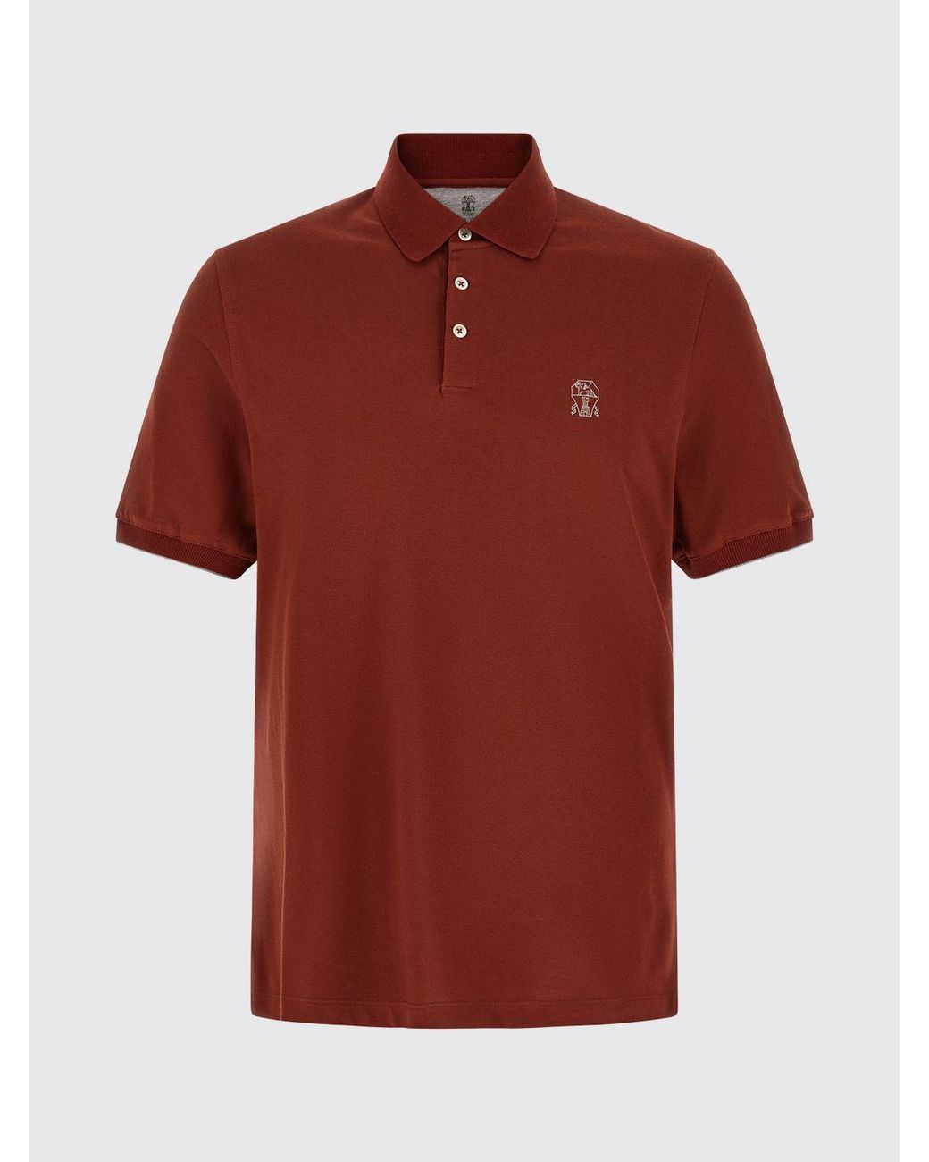 Brunello Cucinelli Short-Sleeved Cotton Polo With Embroidered Logo for men