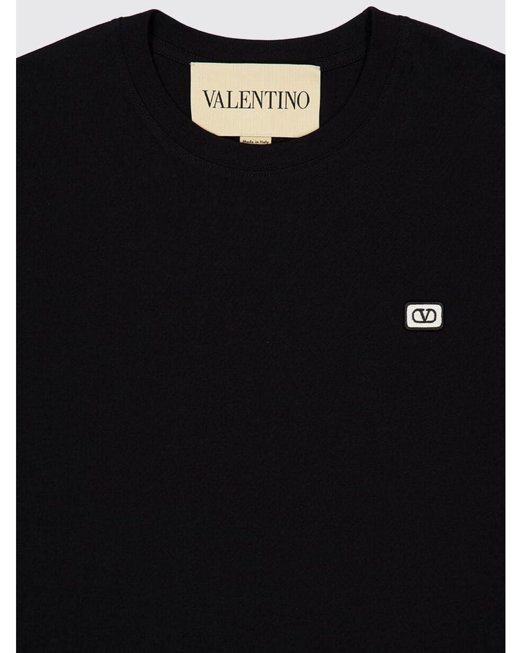 Valentino Black Slim Fit Cotton T-Shirt With Vlogo Signature for men