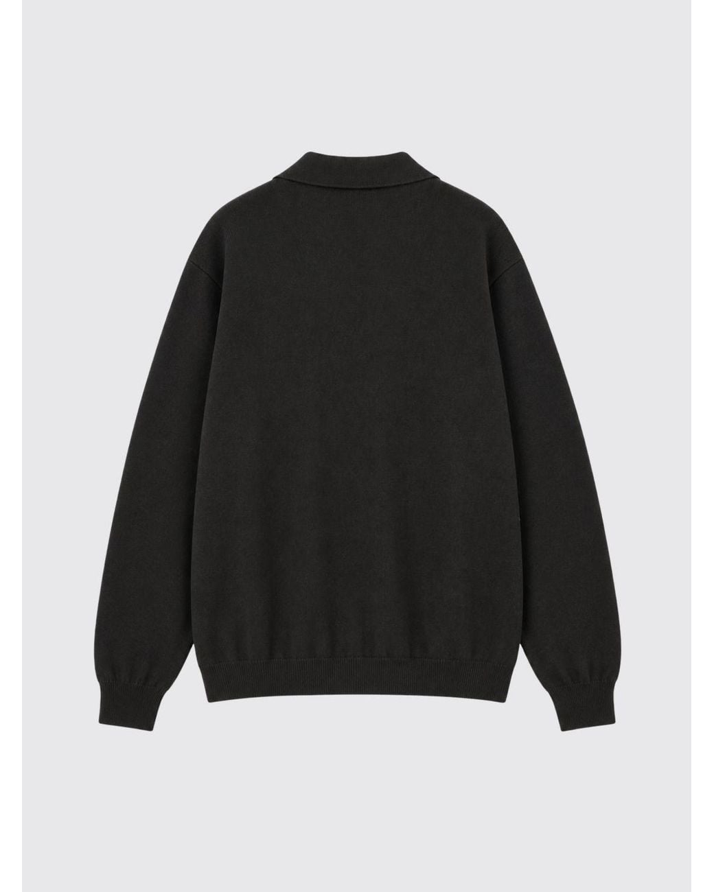Aspesi Blue Long-Sleeved Knit Polo With A Ribbed Collar And Button Placket for men
