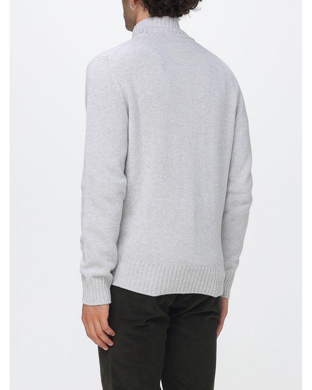 Zanone Gray Virgin Wool Turtleneck Cardigan With Buttons for men