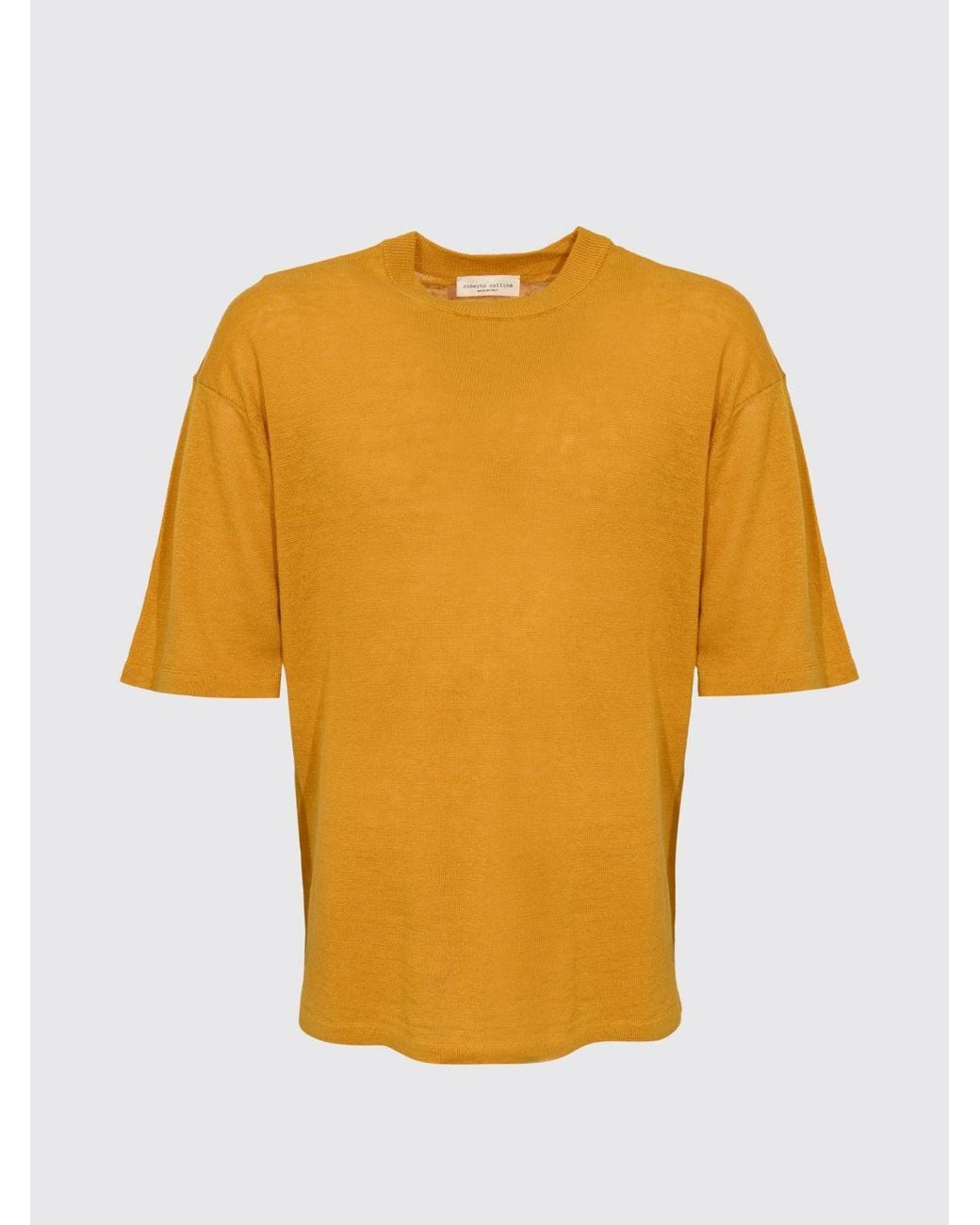 Roberto Collina Yellow Linen T-Shirt for men
