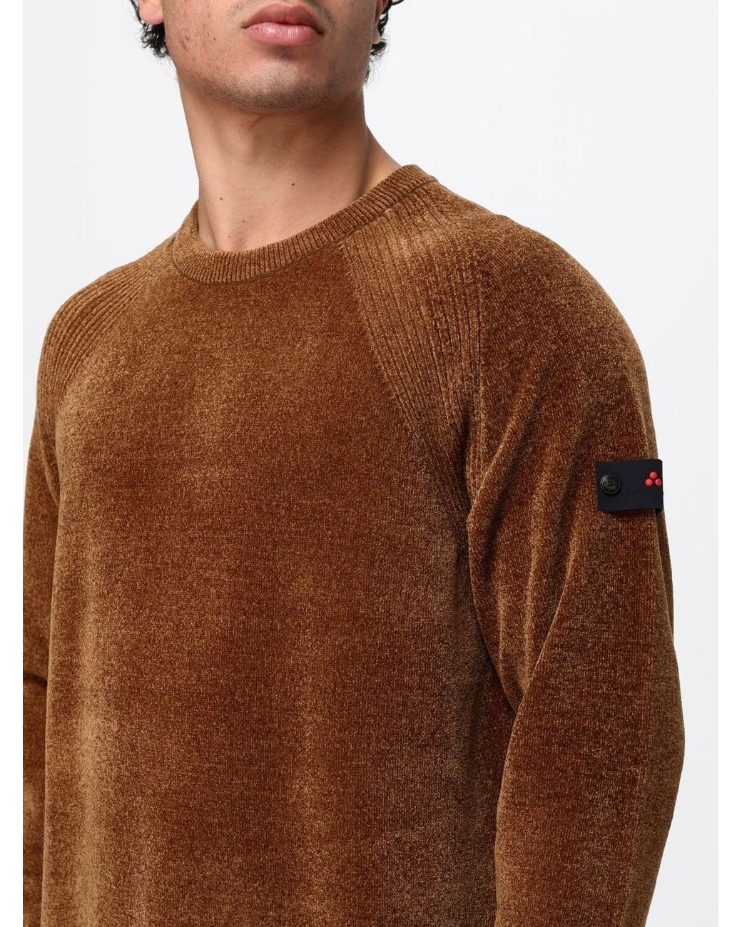 Peuterey Brown Crew Neck Polyester Sweater With Long Sleeves And Ribbed Trims for men