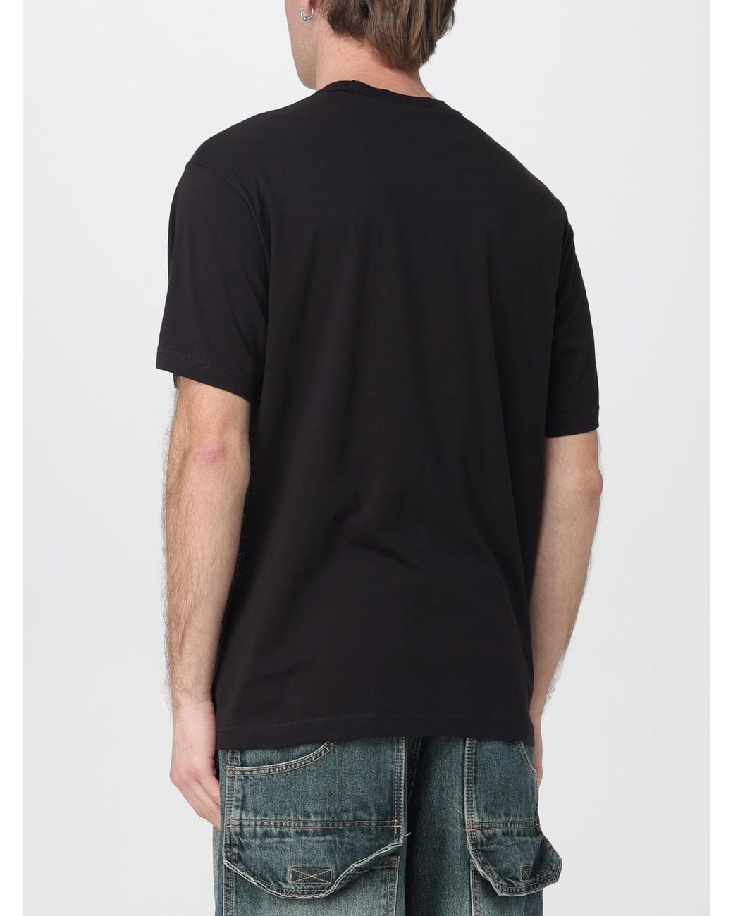 Versace Jeans Couture Black Cotton T-Shirt With Logo for men