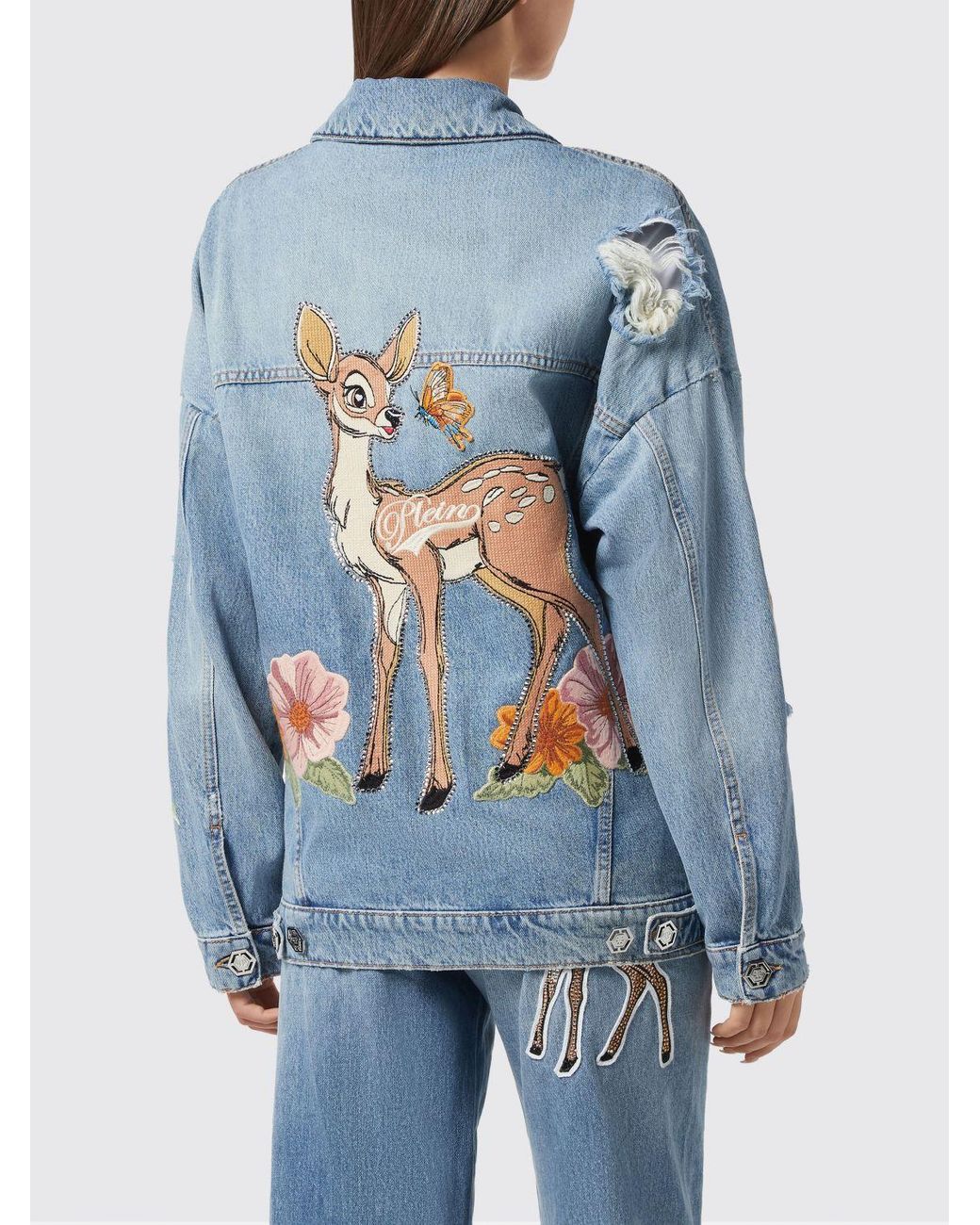 Philipp Plein Blue Printed Cotton Roedge Jacket