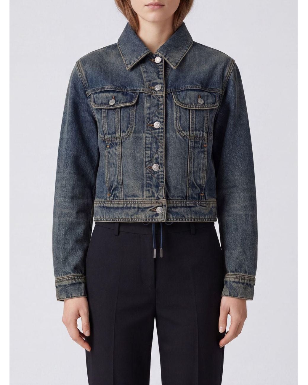 McQueen Blue Cropped Denim Jacket