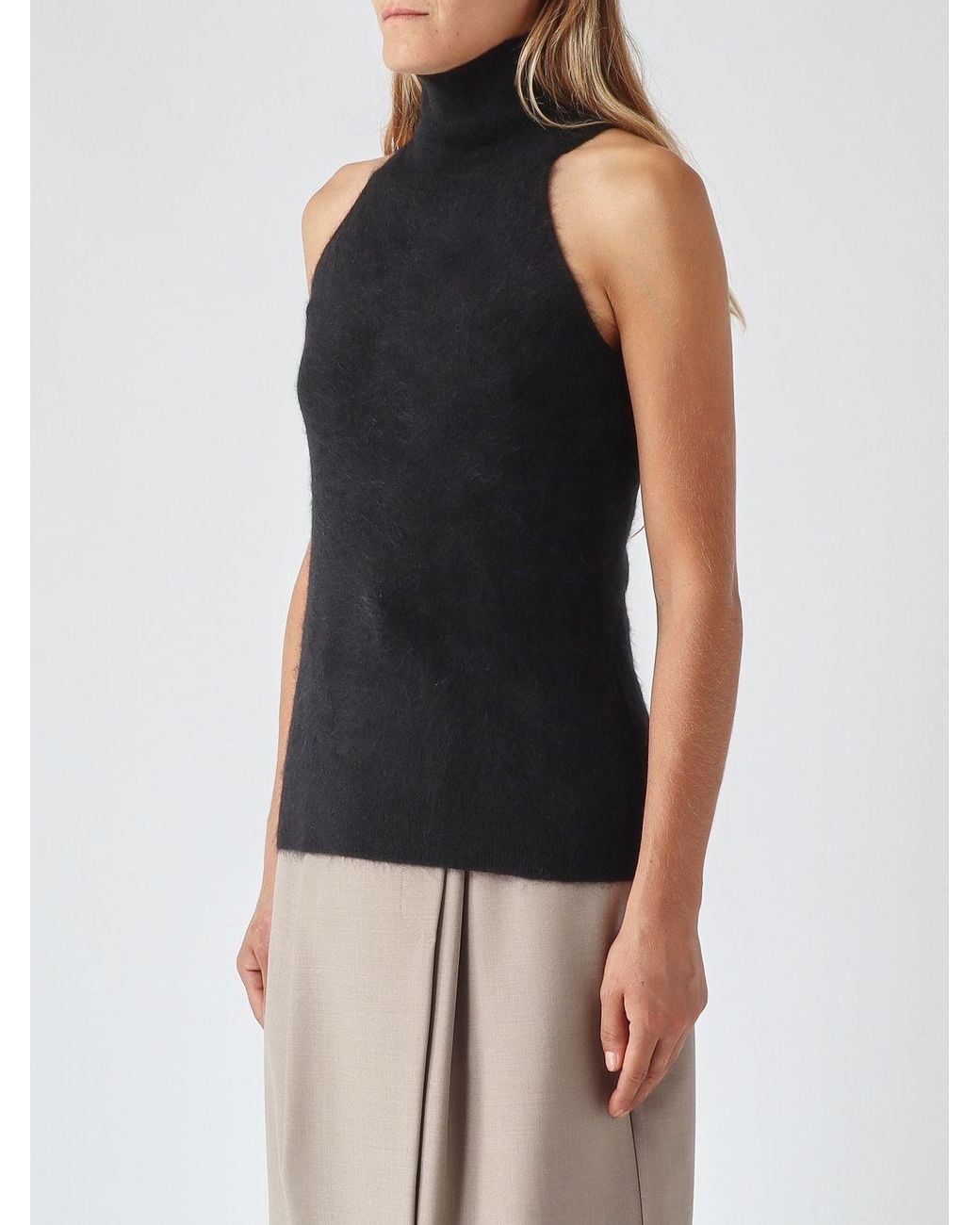 Max Mara Blue Slim Fit Wool And Cashmere Off-The-Shoulder Top