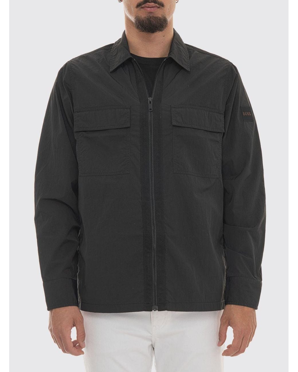 Boss Black Lotape Technical Fabric Shirt Jacket With Zip Closure for men