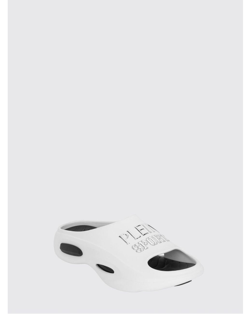 Philipp Plein White Rubber Slide Sandals With Printed Logo for men