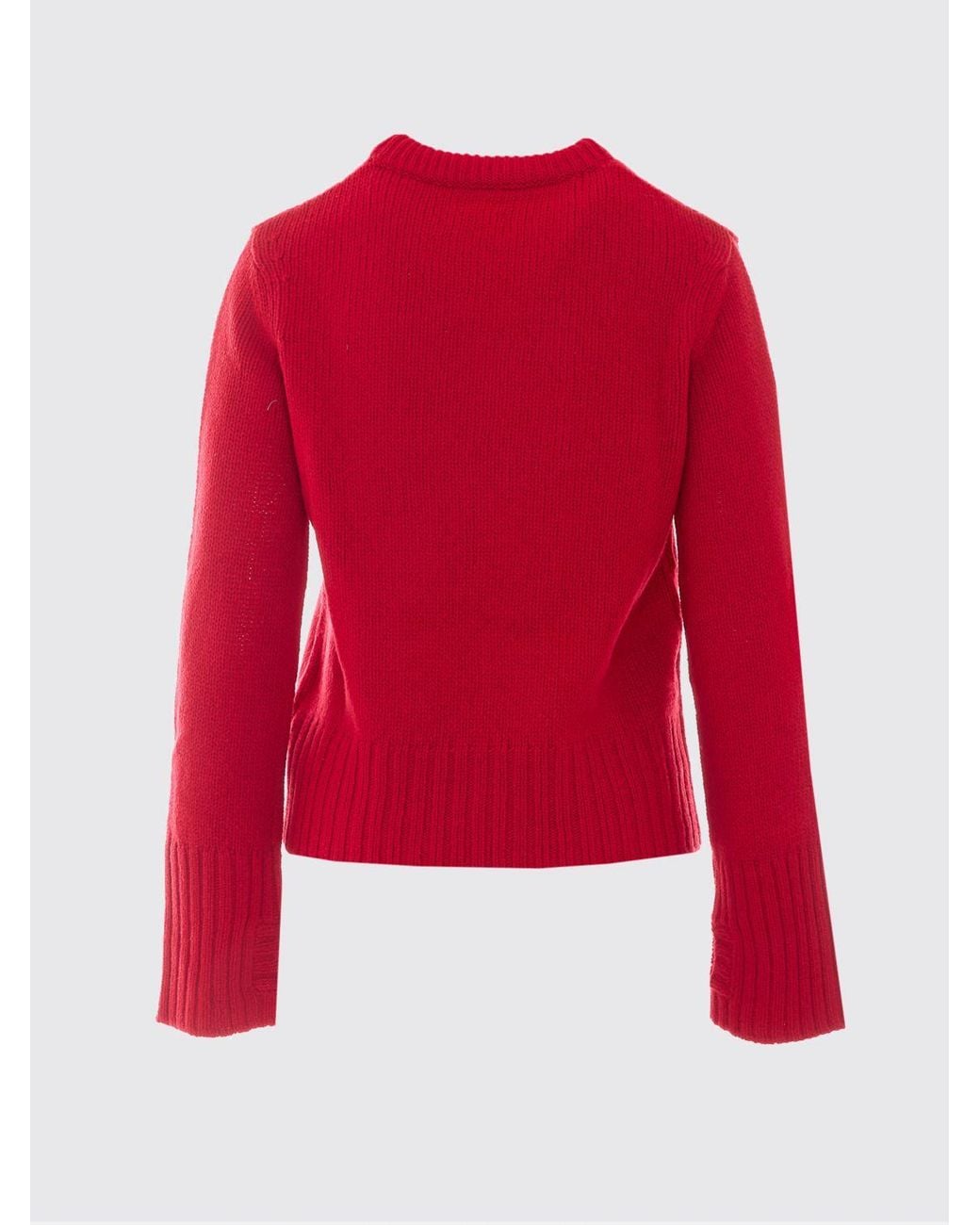 Zadig & Voltaire Red Zadig &Amp Voltaire Jacquard Merino Wool Crewneck Jumper With Abstract Pattern