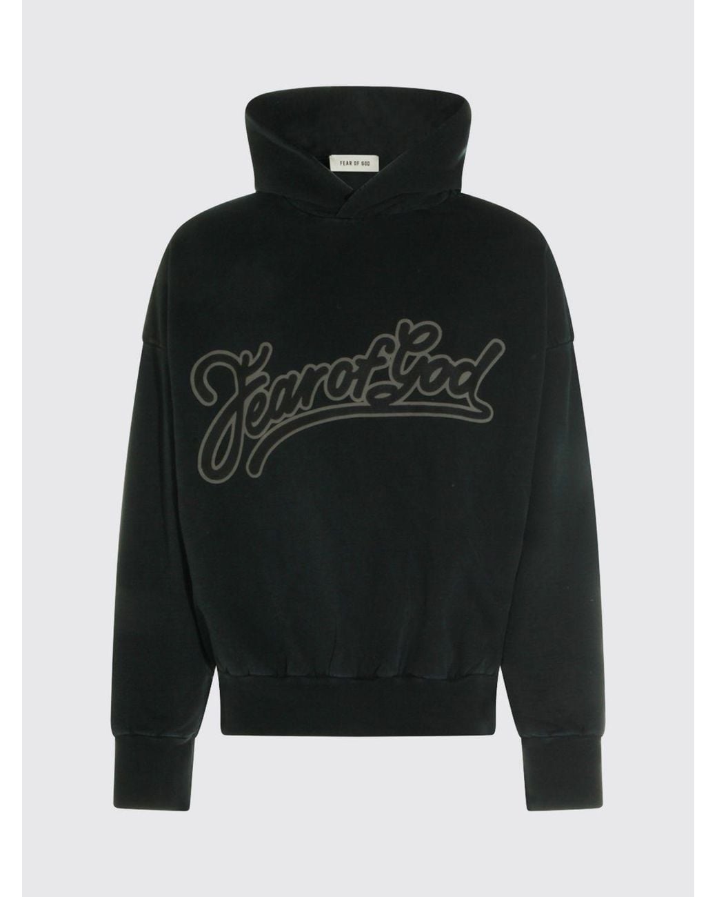 Fear Of God Blue Relaxed Fit Cotton Hoodie With Printed Logo for men