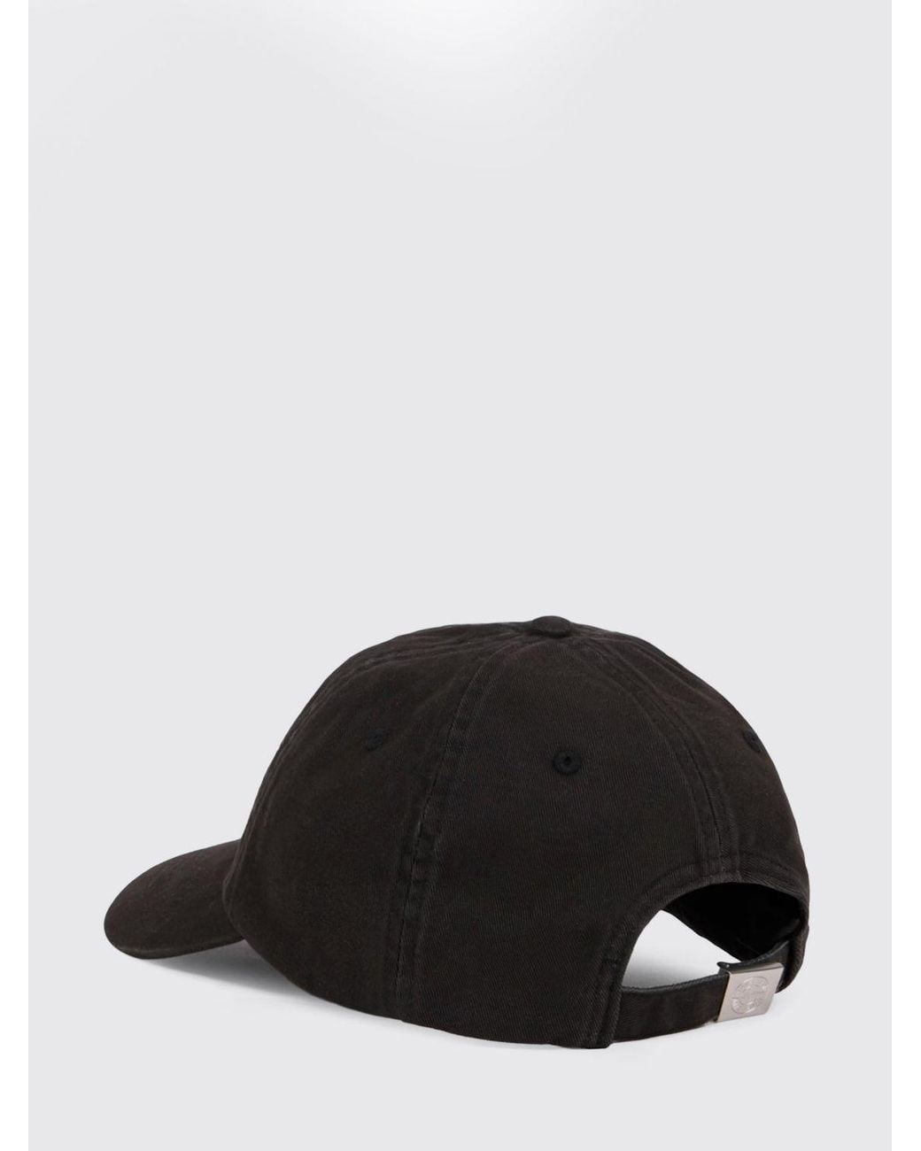 Stone Island Black Embroidered Logo Cotton Baseball Cap for men