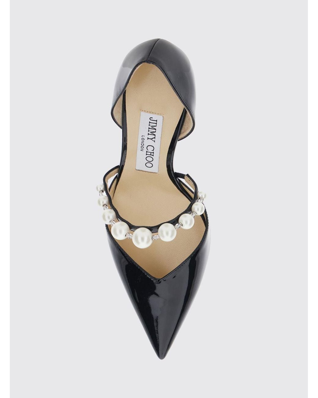 Jimmy Choo Black Aurelie Patent Leather Pumps With Pearls And Stiletto Heel