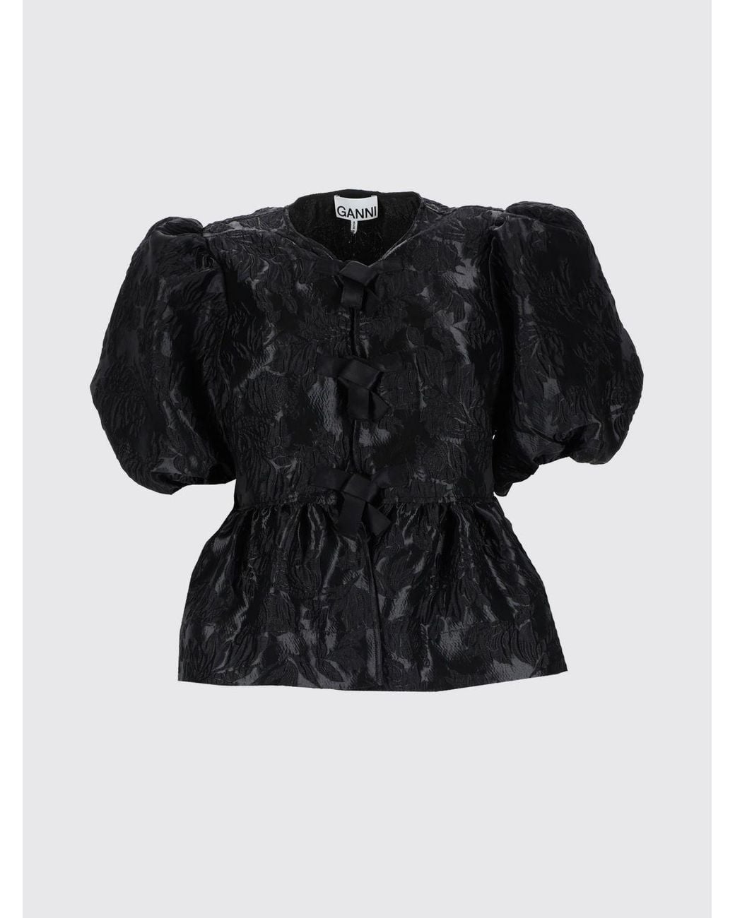 Ganni Black Satin Top