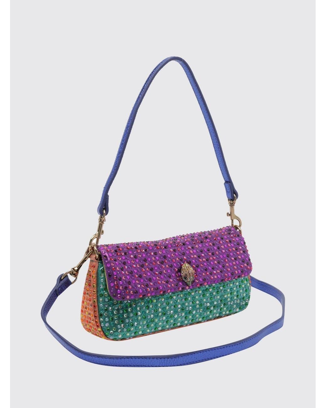 Kurt Geiger Purple Pickle Crystal And Rhinestone Embellished Polyester Shoulder Bag