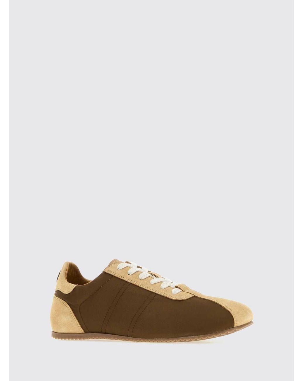 AMI Brown Low-Top Leather Sneakers With Bicolor Design And Rear Logo for men