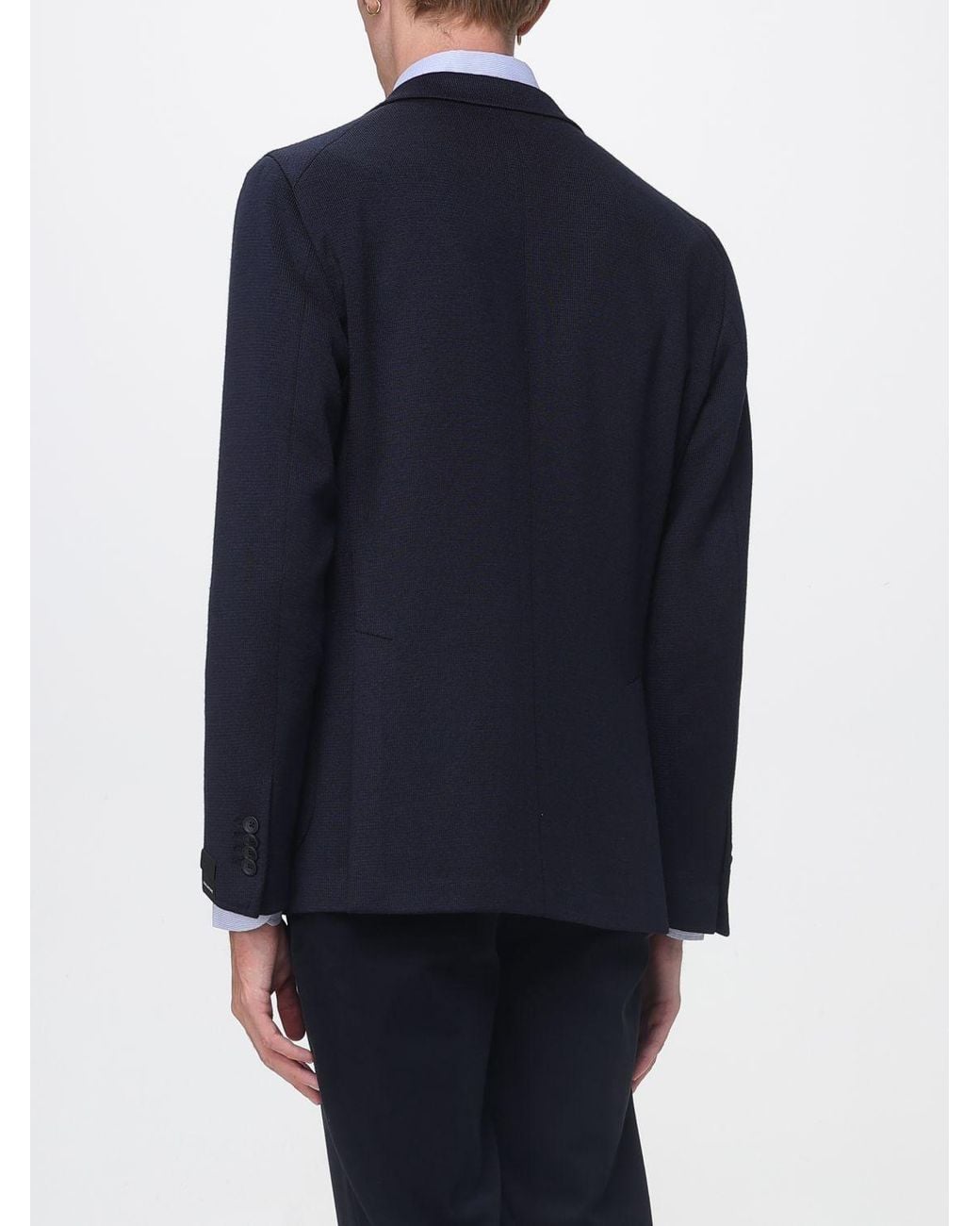Tagliatore Blue Slim Fit Single-Breasted Cotton Blazer With Patch Pockets for men