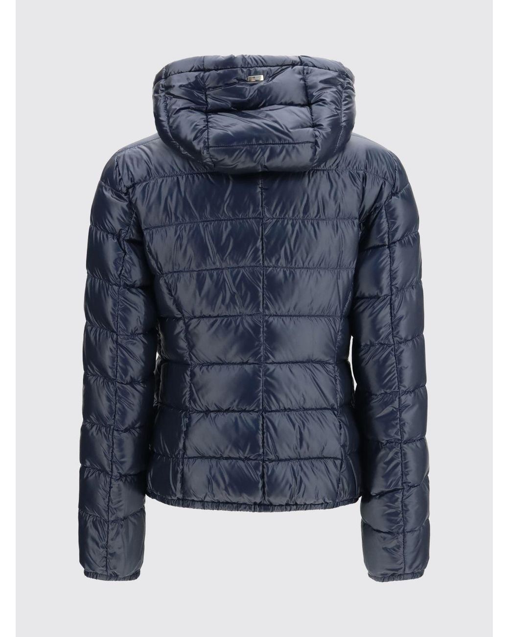 Herno Blue Slim Fit Waterproof Nylon Down Jacket With Hood And Metal Zip