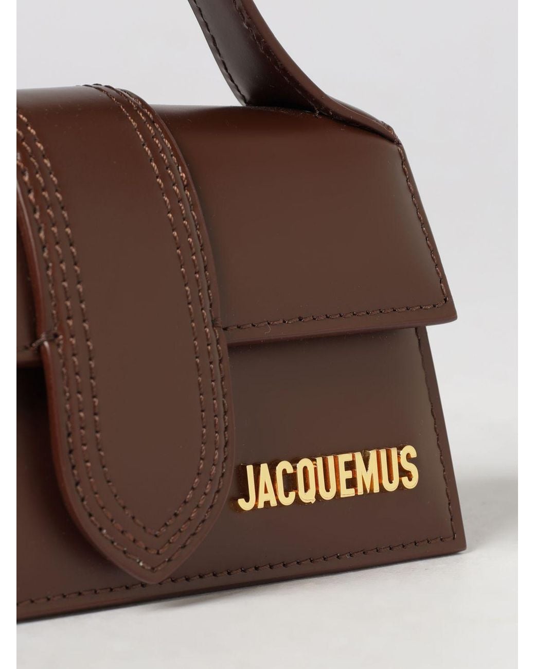 Jacquemus Brown Bambino Calfskin Leather Mini Bag With Logo Lettering