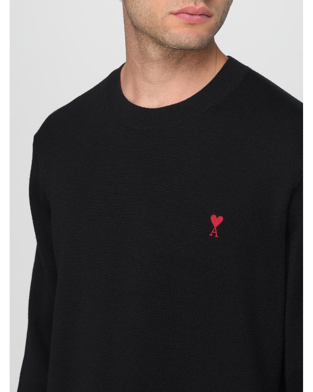 AMI Black Crew Neck Sweater for men