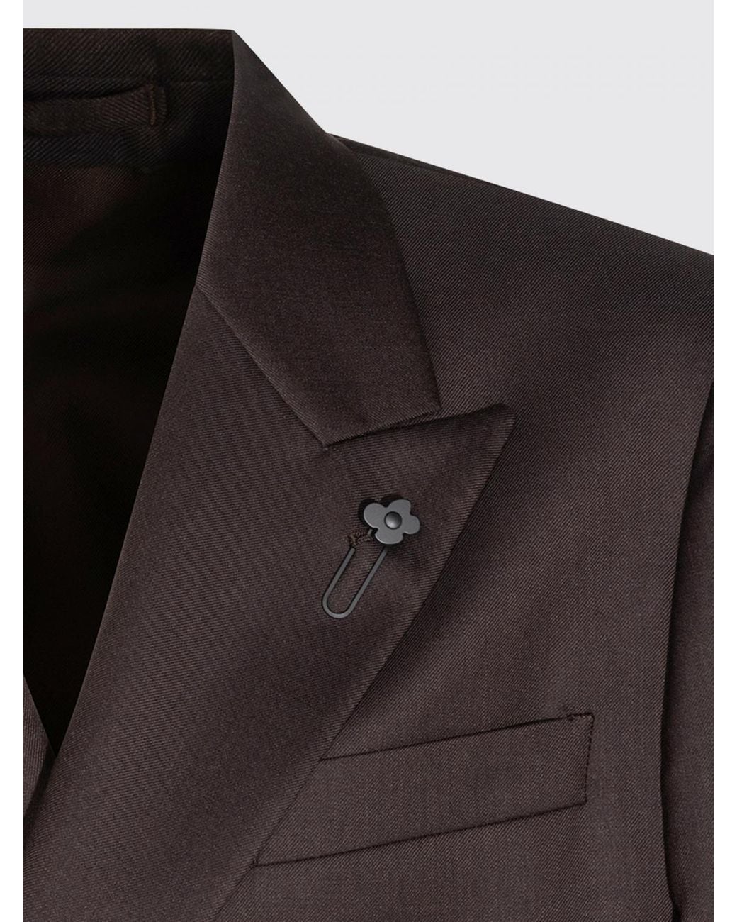 Lardini Gray Formal Double-Breasted Pure Virgin Wool Suit With Notch Lapels for men