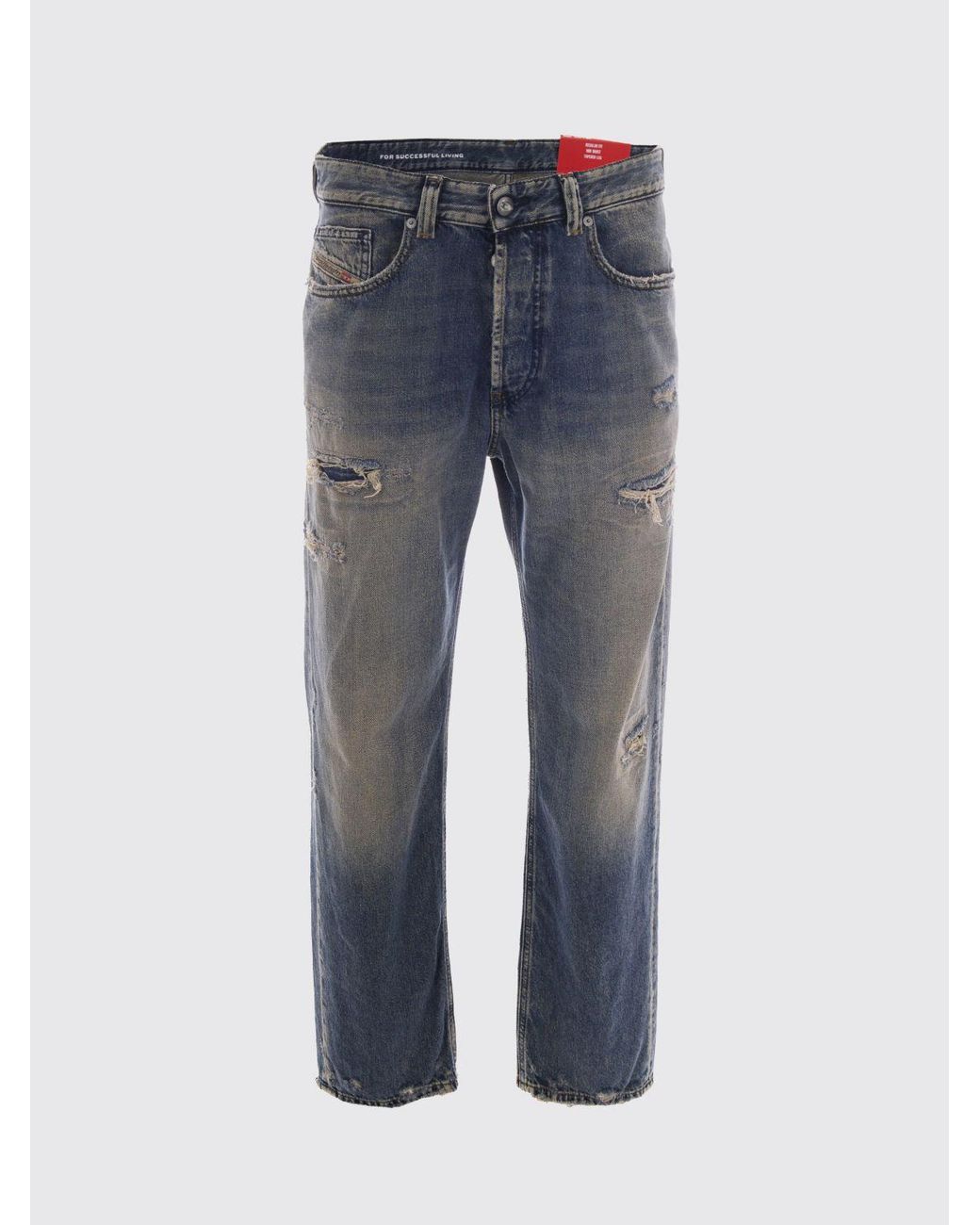 DIESEL Blue 2024 D-Macs Mid-Rise Straight-Leg Jeans for men