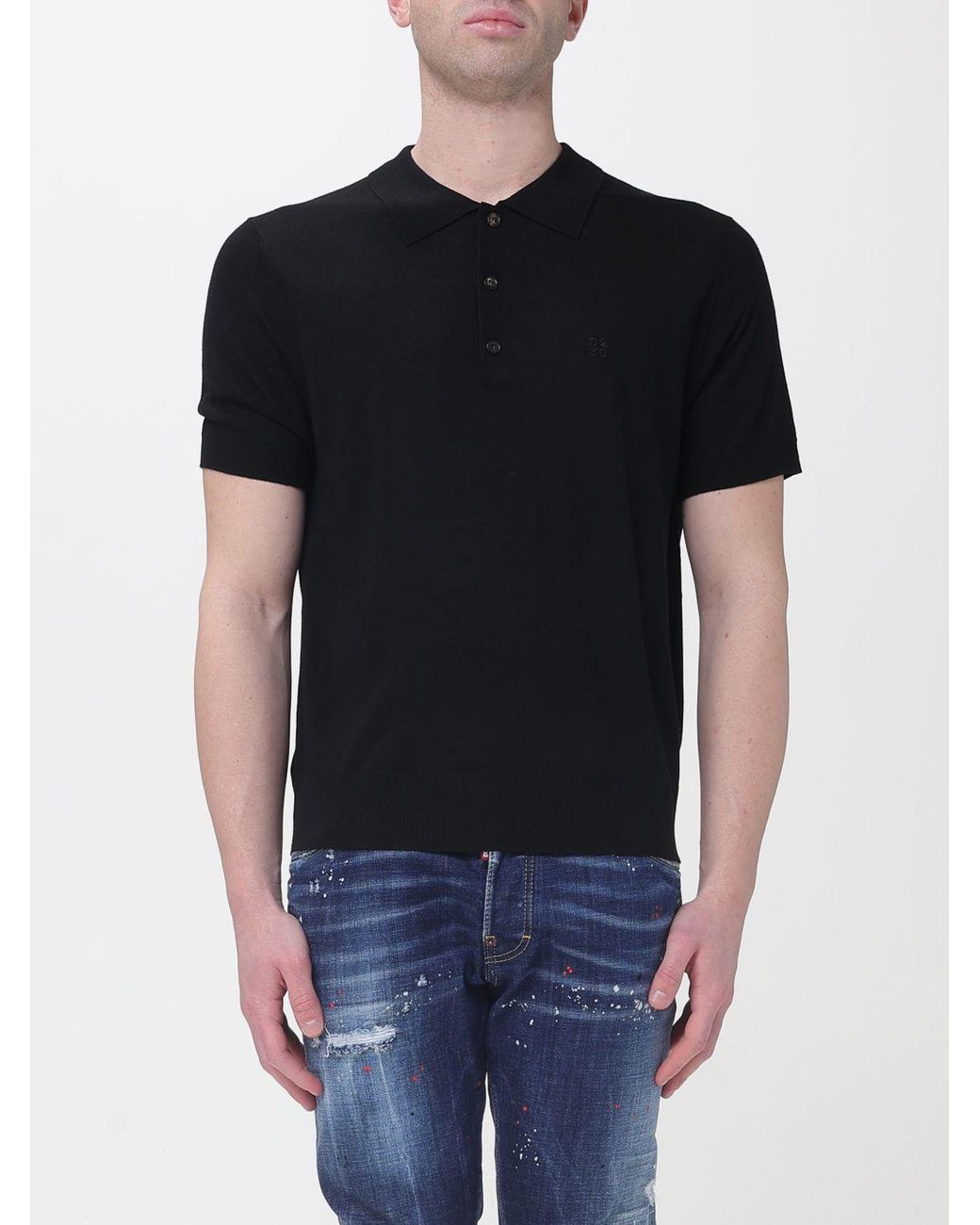 DSquared² Black Knit Polo Shirt for men