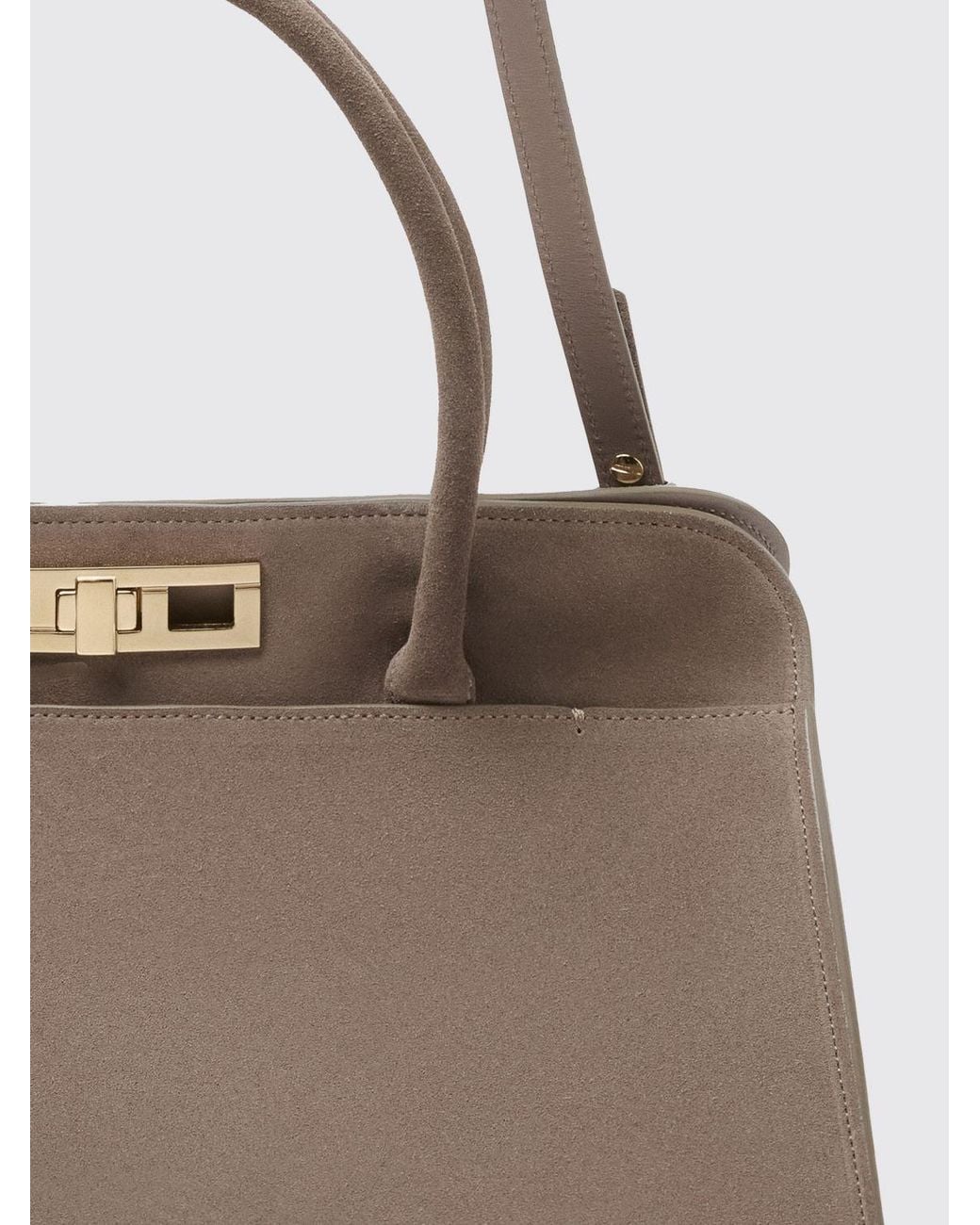 Fabiana Filippi Natural Large Suede Bag With Double Handle And Shoulder Strap