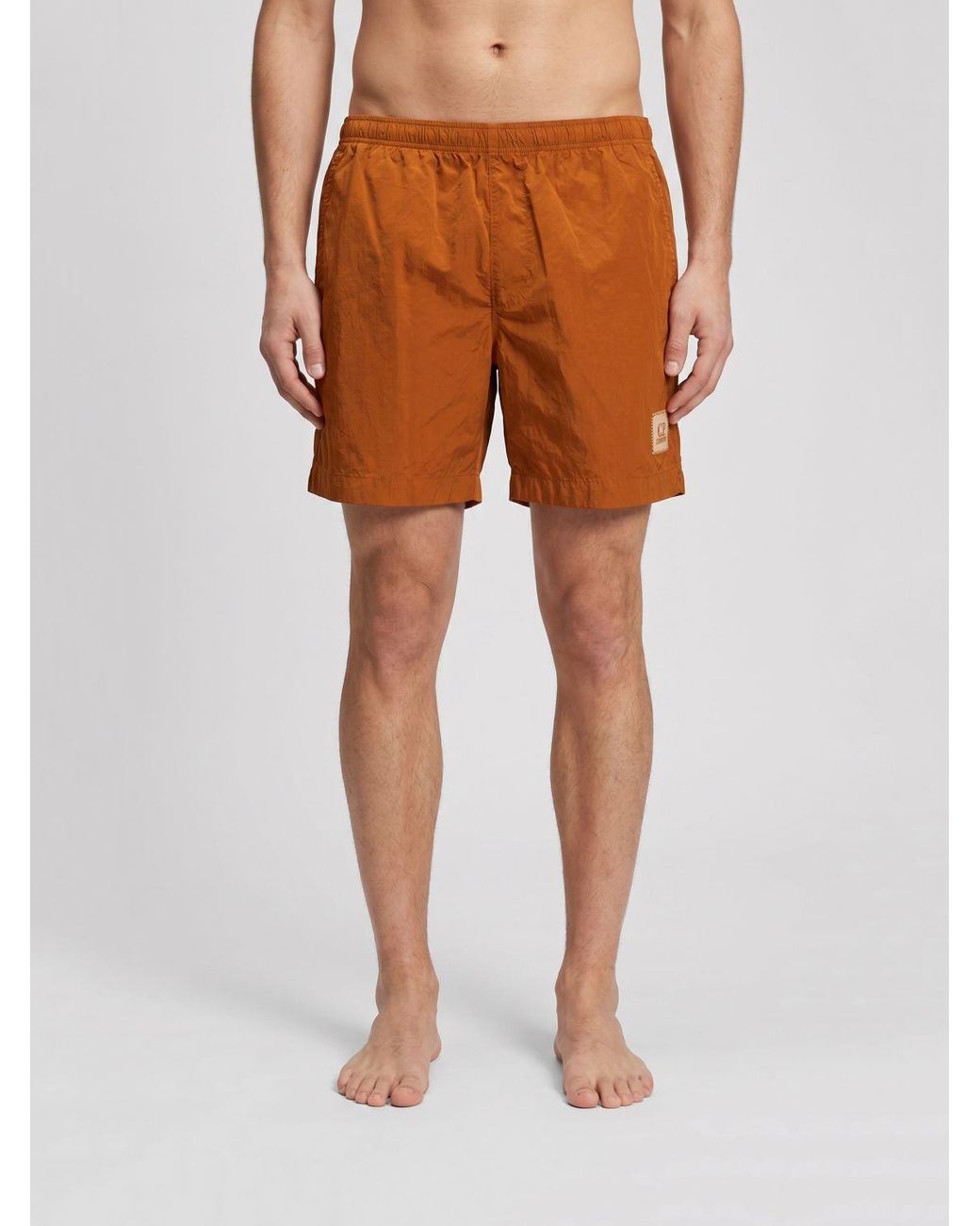 C P Company Orange Polyamide Swim Shorts With Elasticated Waist for men