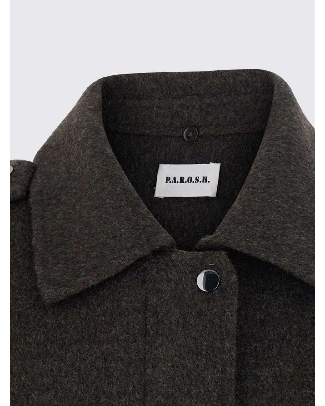 P.A.R.O.S.H. Black Pure Wool Bomber Jacket P.A.R.O.S.H. With Fur Collar And Epaulettes